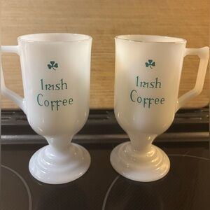 2 Vintage milk glass Irish coffee cups